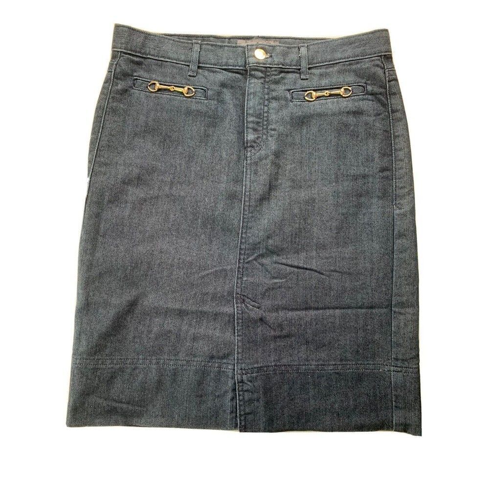 George Me by Mark Eisen Women Blue Denim Skirt 4 Button Back Pockets